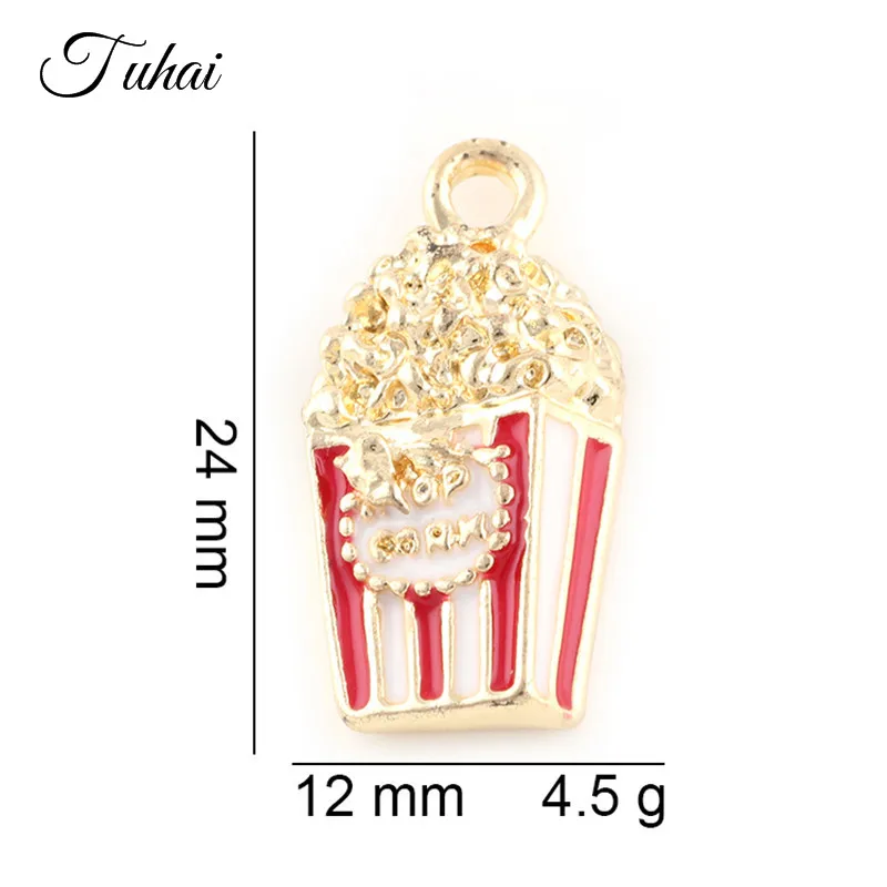 

10pcs Enamel Alloy Metal Popcorn Charm Pendants Accessories for Women Necklace Making Silver Gold Color Floating Dangle