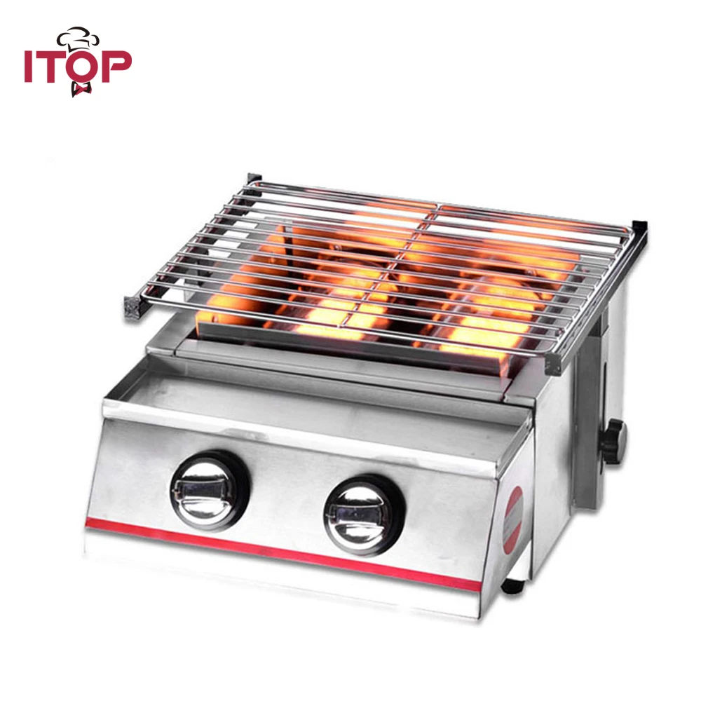 ITOP Gas BBQ Grills 2 Burners LPG Griddles Barbecue Tools For Outdoor
