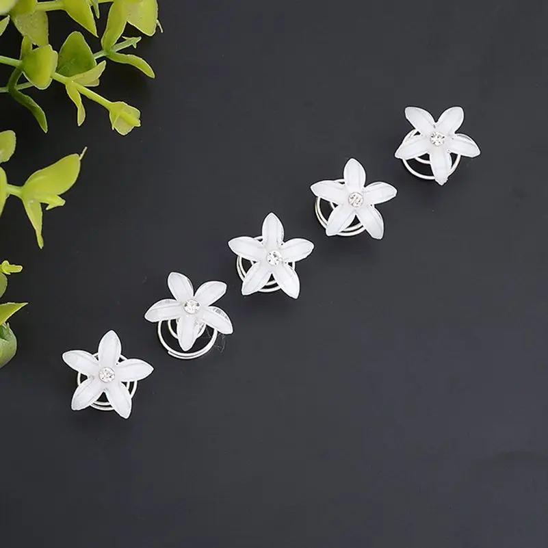 Hairpin Jewelry 12pcs Crystal Flower Wedding Bridal Hair Spin Pins