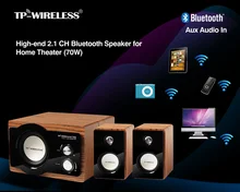 TP-WIRELESS 2.1CH Wooden Speaker Wireless Bluetooth Speaker 40Watt Subwoofer Speaker Home Theatre Loudspeaker