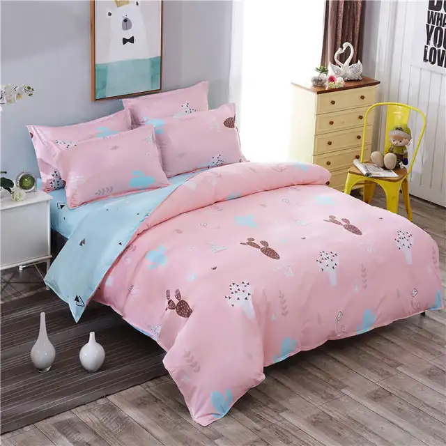 pink cactus bedding set twin full queen king size girl boy rabbit twin bed sheets set