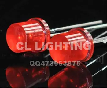 

Free shipping Dip 5mm flat top led RED diffuse light emitting diode 620-625nm 1.8-2.2nm