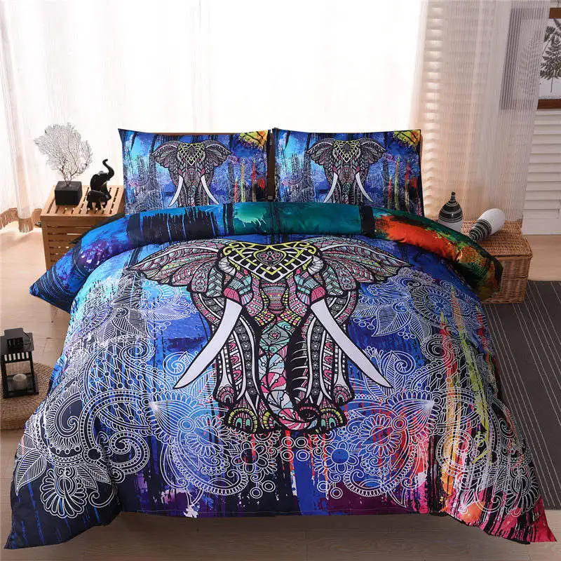 

3D Bohemia Colorful Elephant Cartoon Printed Bedding Sets Children Adult Bed Covers Duvet Covers 3 pcs Single Queen King 80062