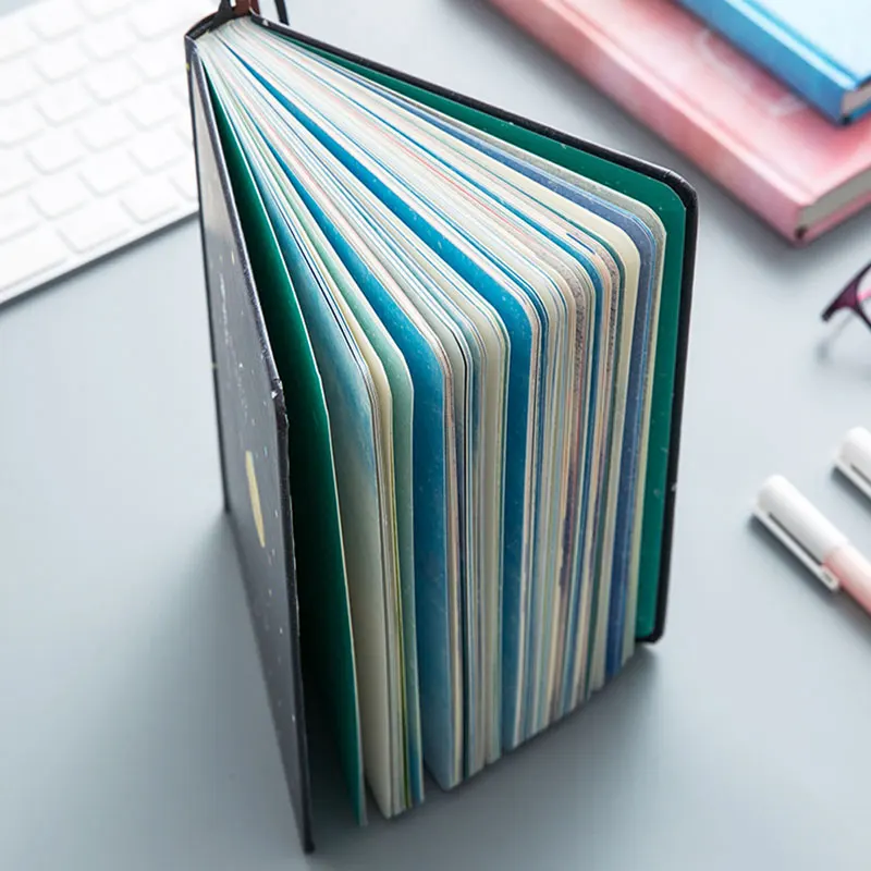 Creative trend Color Pages A5 Notebook Little Blue House Diary Book Hardcover diary Stationery School Supplies Black