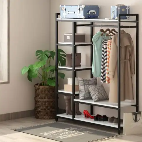 Free Standing Closet Organizer Heavy Duty 6 Shelves Storage Rack