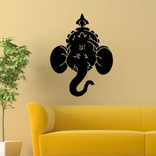 Elephant Head Ganesha Lord PVC Wall Art Decal Removable Indian Wall Decor Home