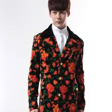 Ретро классический красный цветок для ночных клубов блейзер для певца для мужчин бар рок панк одежда мужской костюм костюмы для выступлений мужской костюм homme
