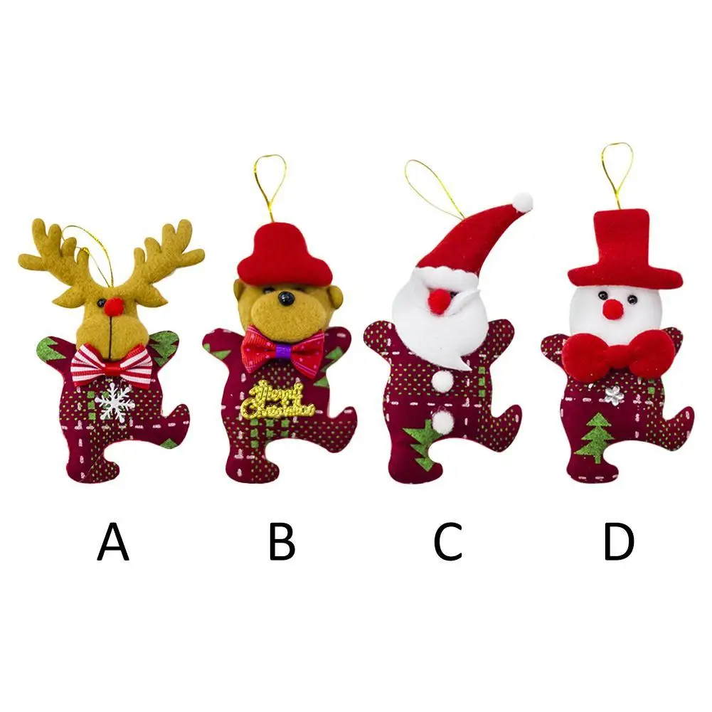 

Christmas Cloth Doll Pendant Christmas Tree Cute Doll Ornament Christmas Cloth Ornament Wooden Xmas Santa Claus Snowman