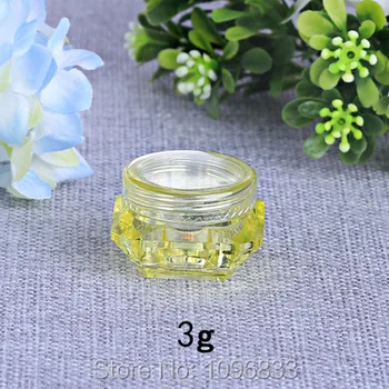 

3ML 3g Yellow Diamond Jars, Crystal Jar, Cream Jar, Plastic Box, Cosmetic Sample Jars, Plastic Cosmetics Packing Box, 50pcs/Lot