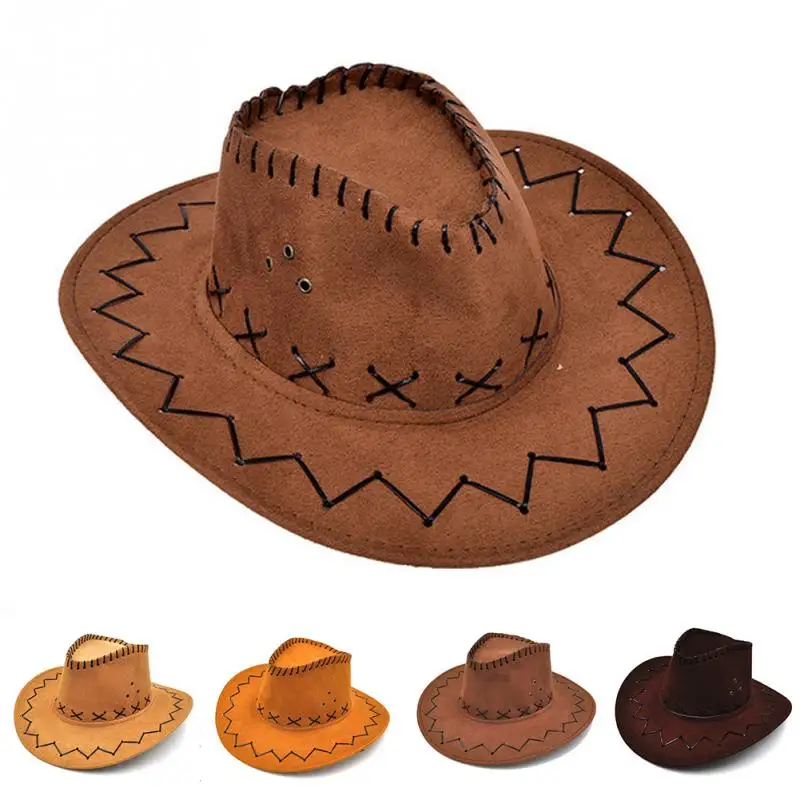 

Casual Cowboy Hat Sun Hat Cowgirls Children Hat Artificial Suede Wide Brim Leisure Halloween Children Hat #5