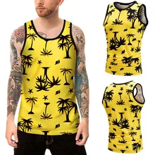 Бодибилдинг o-образным вырезом печати майка личности мужчин s 3D печати КИТ Повседневный фасон, зауженный крой, без рукавов желтый цвет Топ Блузка тренажерный зал мужчин# C