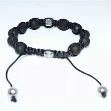 1Pcs/Lot Free Shipping Black Shamballa Jewelry Hot Sale 10mm Glass Beads and 4Pcs Alloy Beads Shamballa Bracelet N1002
