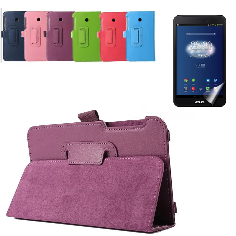 

Ultra Slim Litchi 2-Folder Folio Stand PU Leather Cover Case + Screen Protector For Asus FonePad 7 FE170CG FE170 FE7010CG K012