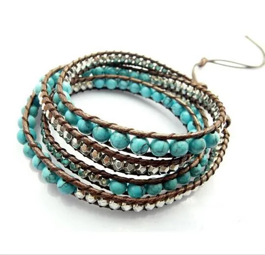 6mm-blue-turquoise-bead-wrap-bracelet-new