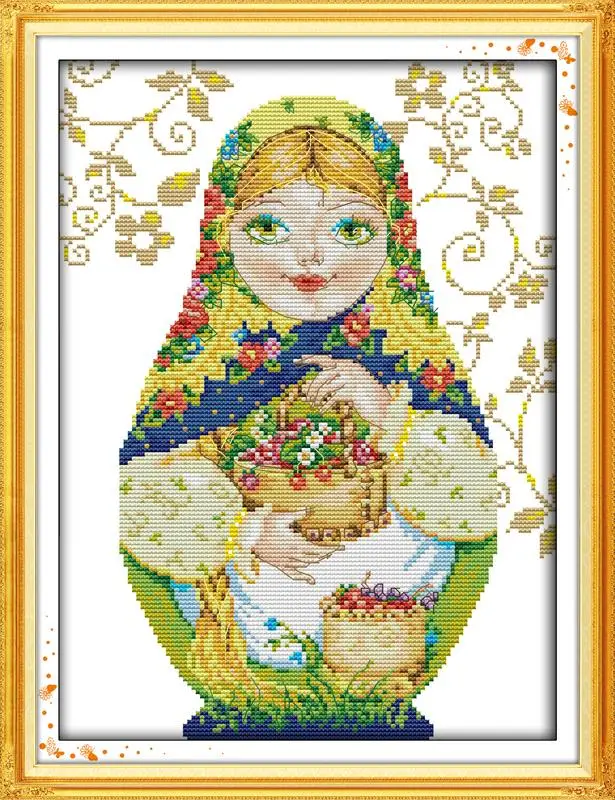 Картины русской куклы с цветочной девушкой рассчитаны на холст DMC 14CT 11CT китайские