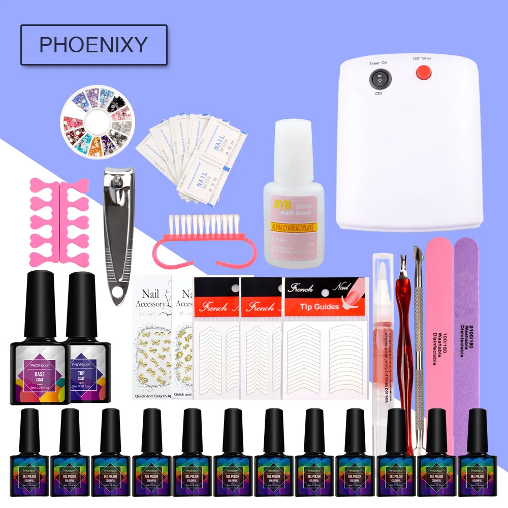 

Manicure Set 12Pcs Nail Gel Varnish Polish Set For Manicure With 36W LED Lamp Manicure Tools Nail Art Tools Gel Nail Polish Set