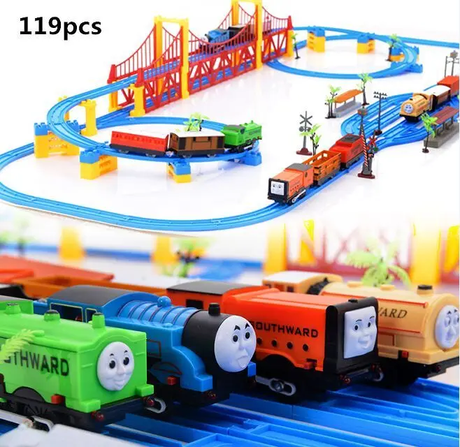 Tom rail train, электрические игрушки, набор детских игрушек, 77 комплектов двухгусеничных поездов для рождественского подарка, детские игрушки для детей - Цвет: 119pcs