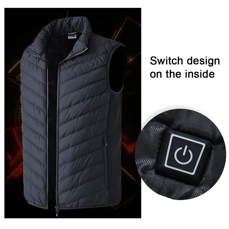  Equipo al aire libre chaqueta calefactora USB chaleco eléctrico chaqueta cálida de carga de alta ca