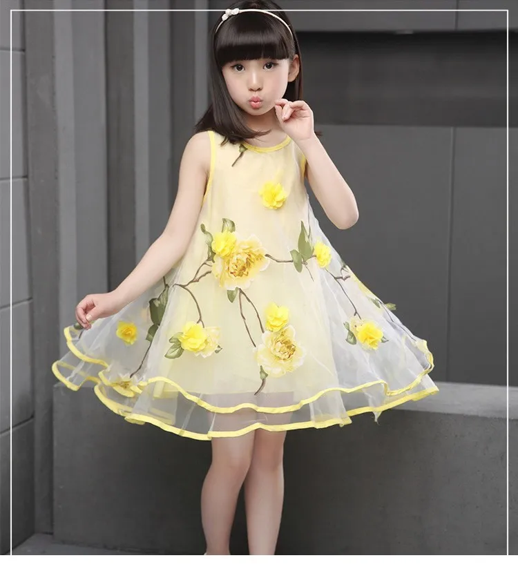 flowers organza big teenage little girls dresses summer 2016 yellow green sleeveless princess girl party dress kids sundress clothes 6 7 8 9 10 11 12 13 14 15 16 years big girls mini ball gown dress children clothing (2)