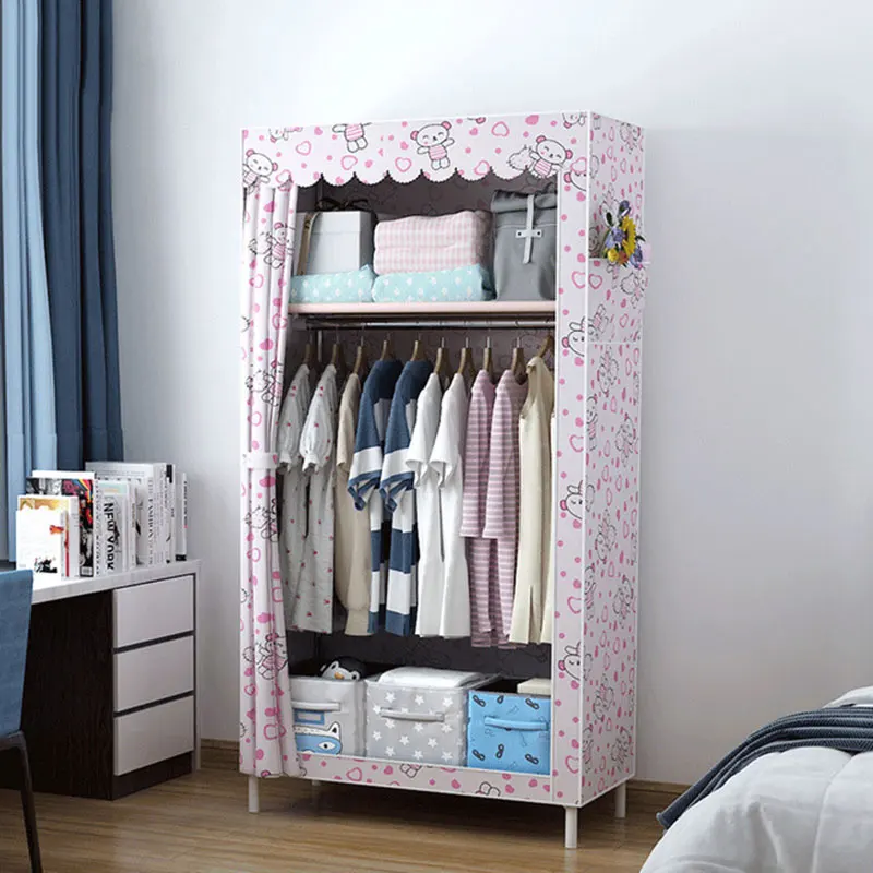 Modern Fashion Cloth Wardrobe Folding Portable Diy Assembly Single