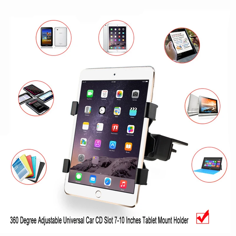 Универсальный 7 8 9 10,5 "Автомобильный держатель планшета стоять Авто CD крепление Tablet Автомобильный держатель Подставка для iPad mini 2 3 4 Air 2 Pro 9,7