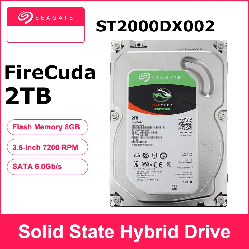 

Seagate FireCuda 2TB ST2000DX002 3.5 inch Gaming SSHD(Solid State Hybrid Drive)7200 RPM SATA 6GB/S Cache 64MB hdd Hard Disk