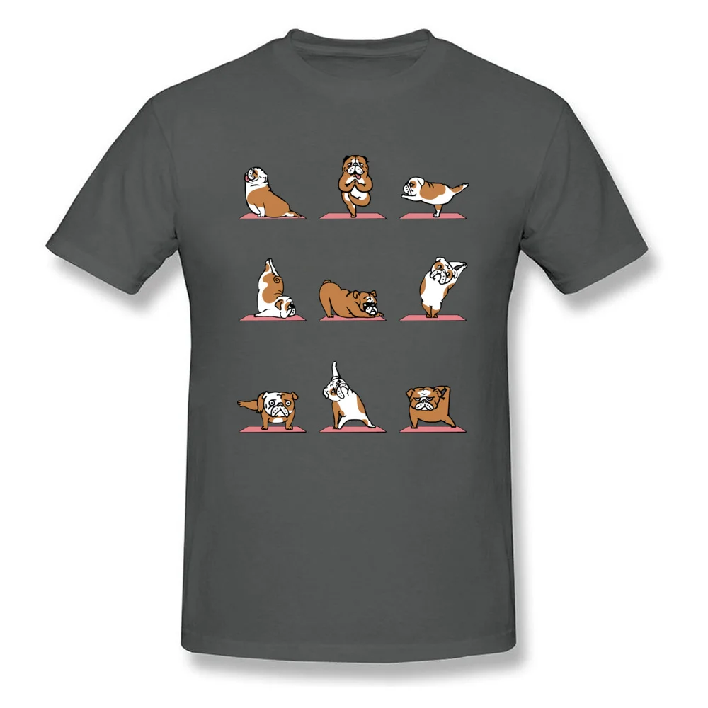 Tops Tees English Bulldog Yoga Summer 2018 New Printed Short Sleeve Pure Cotton Crew Neck Men T-shirts Printed T-shirts English Bulldog Yoga carbon