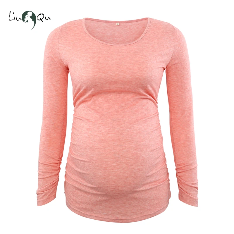 Для беременных Блузки Одежда для беременных Сторона Ruched 3 четверти рукавом Цветочное Джерси Топ Беременность одежда для женская одежда Tops