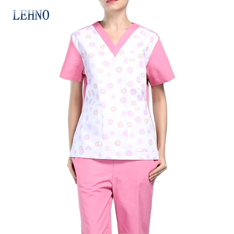 Brands LEHNO New Design Women's Scrub Sets Plus size V neck Beauty