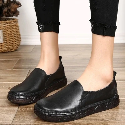 À Ronde Simples Fond De Main Pédale Ensembles Original Nouveau 2018 orange Coudre Femmes Chaussures Mou Noir Casual Rétro Cuir Une La Pieds En Cg5xwnqAFF