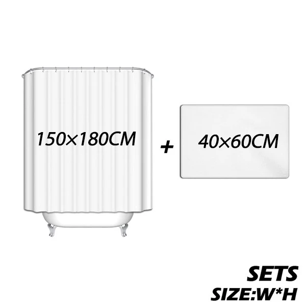 Тени и душа душевая занавеска в комплекте Водонепроницаемая полиэфирная ткань для ванной Шторка для ванной с нескользящим напольным ковриком - Цвет: Set-40x60 150x180cm
