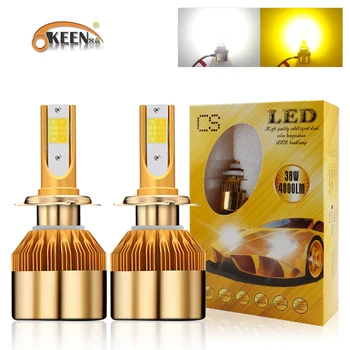 

OKEEN dual color H7 LED H4 LED Bulbs LED Headlight H1 H3 H8 H11 3000K 6000K 4800LM Car Headlamp LED White and Yellow Amber