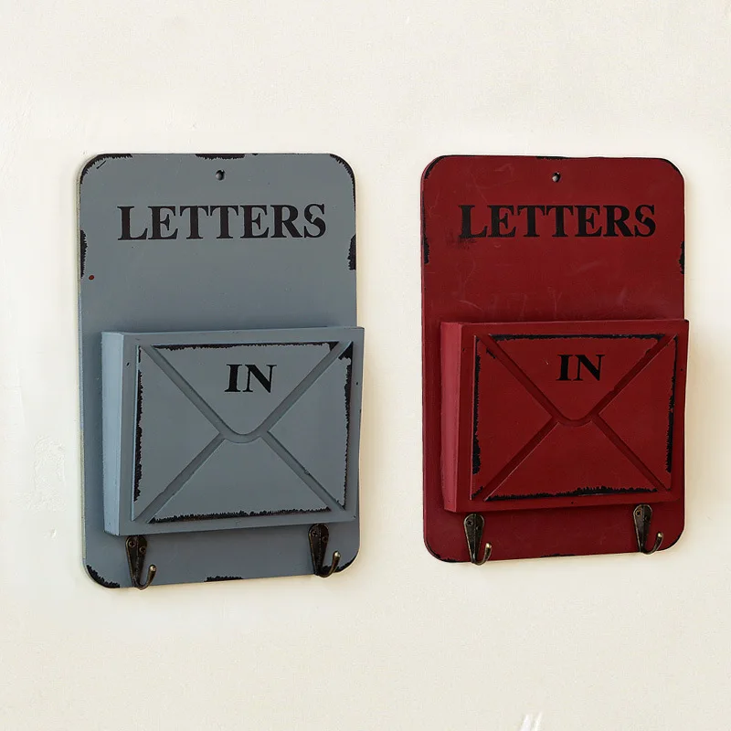 

Vintage Letter Wooden Box Wall Hanging Storage Hook Hanger Retro Wooden Storage Rack Decorative Household Wall Shelves Organizer