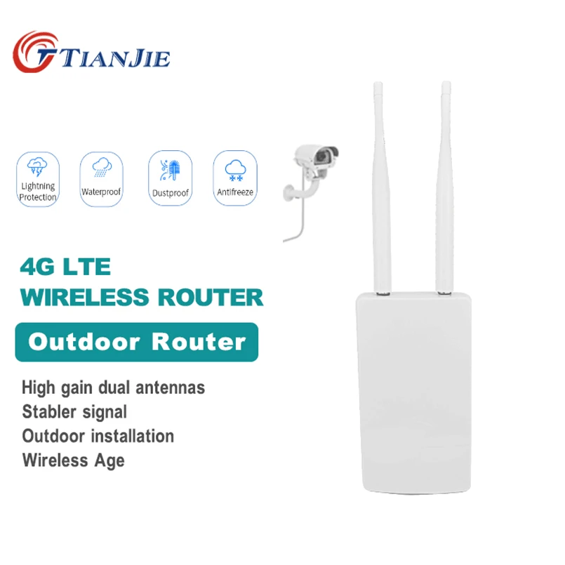 

TIANJIE Outdoor 4G LTE WiFi Router Wireless WAN/LAN Port Wifi AP Sim Card Slot wifi Hotspot Waterproof CPE Router Modem