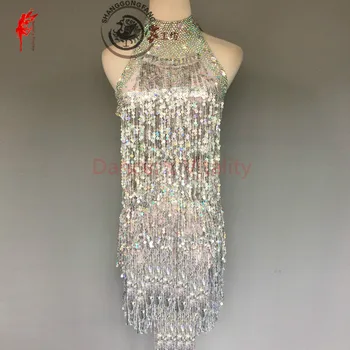 

Women performance latin dance dress for girls latin dancing dress lady party clothes dress dancer's show dress S-6XL