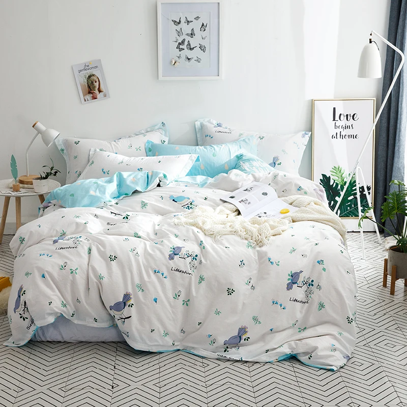 

100% Cotton Bedding Set Nature Soft Duvet Cover Quilt Cover Bed Cover Pillow Cases Double Queen King Flat Sheet Fitted Sheet