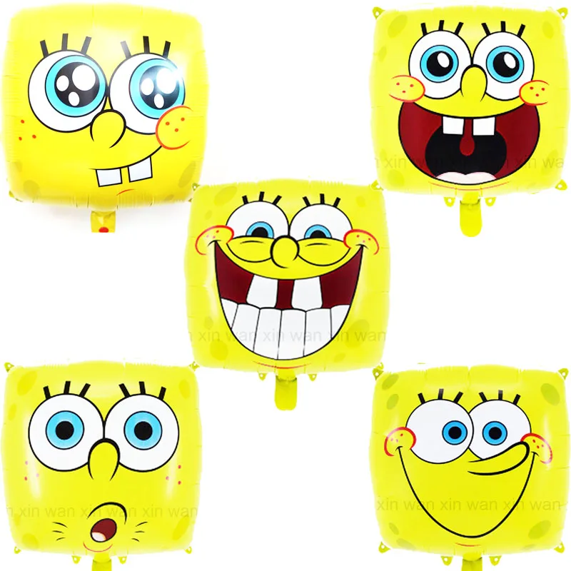 

New style smile spongebob party balloons five kinds expression spongebob helium balloons for kid toys spongebob foil balloons