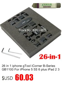 26 в 1 gTool iCorner GB1100 для iPhone 5 5S 6 plus iPad 2/3/4 mini iPod 4 Комплект уголков изгиб исправление ремонт инструмента