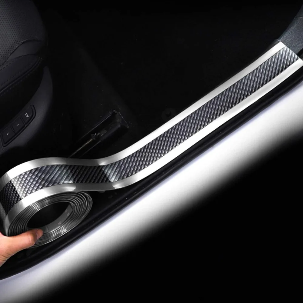 

Door Entry Guards Scratch Cover Protector Paint Threshold Guard,Carbon Fiber Silver Edge car Bumper Door Guard/Rear Bumper Guard
