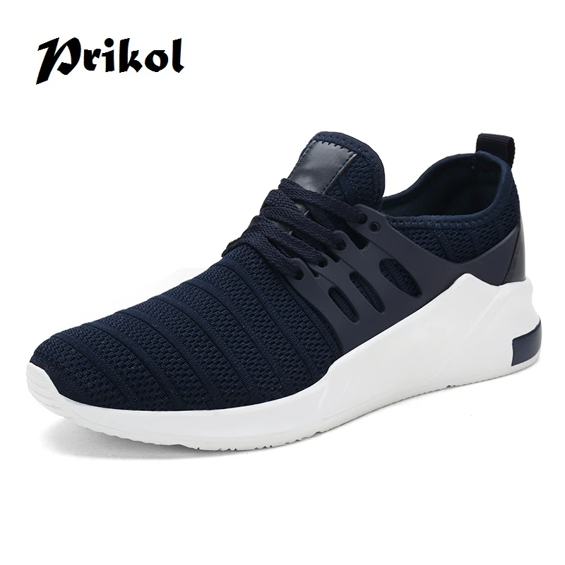 

Prikol Luxury Brand Summer Men Sport Shoes Breathable Sneakers Athletic Black Blue Grey Leather Tennis Shoes Soft Cool Outdoor