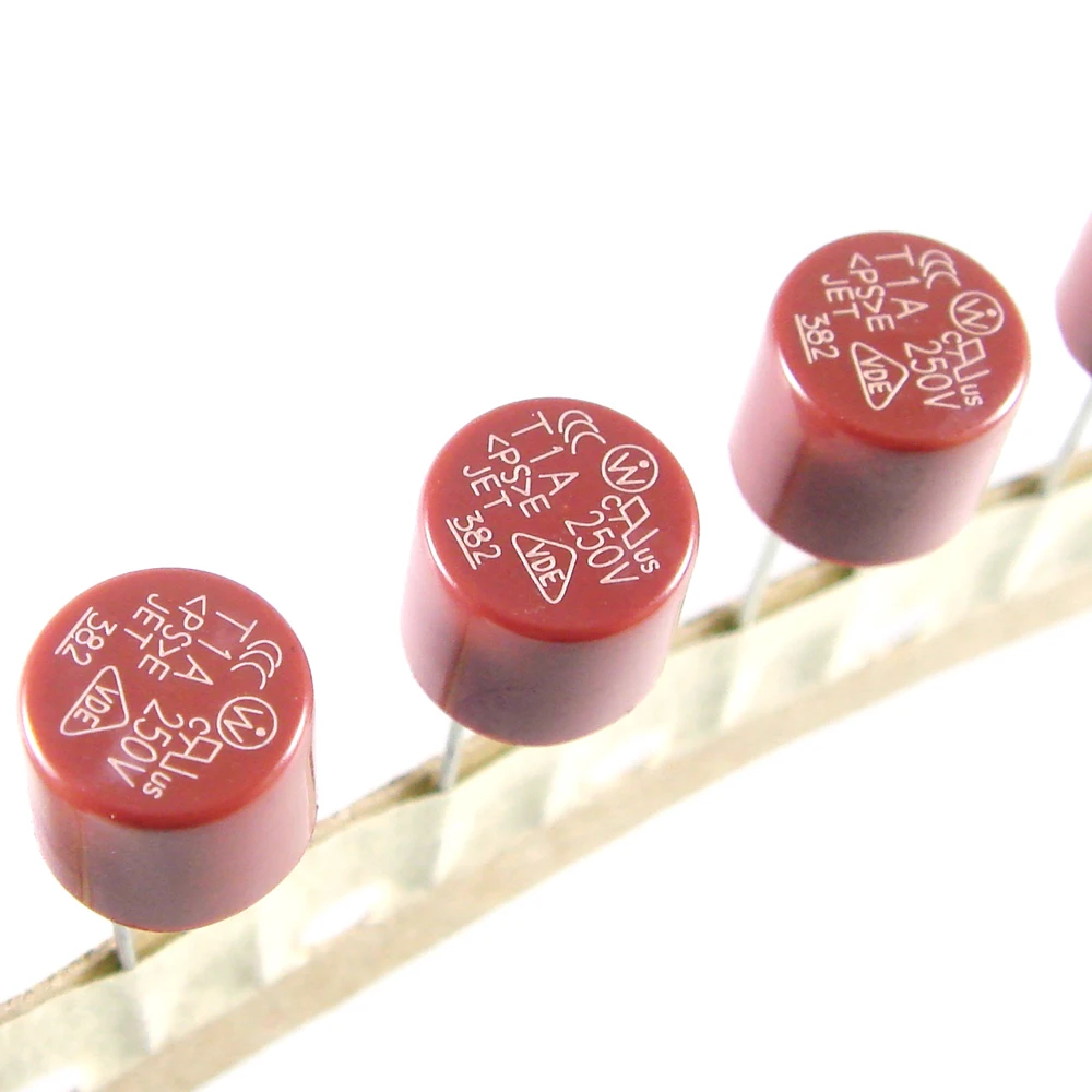 10pcs/lot Cylindrical Plastic Fuses 382 T1A 250V Cylindrical Fuse 1A