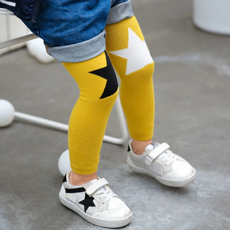 

2019 Autumn Children Tights Cotton Baby Girl Pantyhose Star love pattern Kids Knitted Collant Tights Soft Infant Clothing 14-632