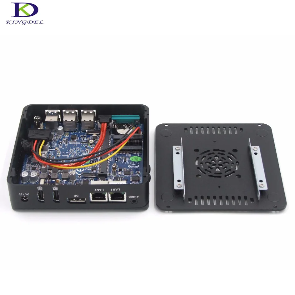 Малый Intel palm ТВ коробка Мини ПК Windows 7 Dual HDMI и один DP 4 ядра Celeron n3160 с 1COM RS232 двойной lan