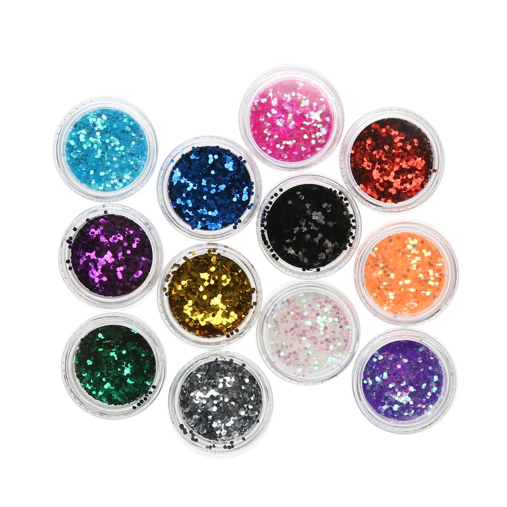  12PCS/Set Small Sequins Nail Decals Nail Art Sequin Glitter Round DIY Tip Art Nail Art Kits 12 Colo
