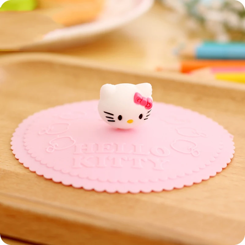 

1pcs/lot Cup Cover Cartoon Anti-dust Silicone Glass Coffee Mug Silicone Lovely Hello Kitty Cup Mug Cover