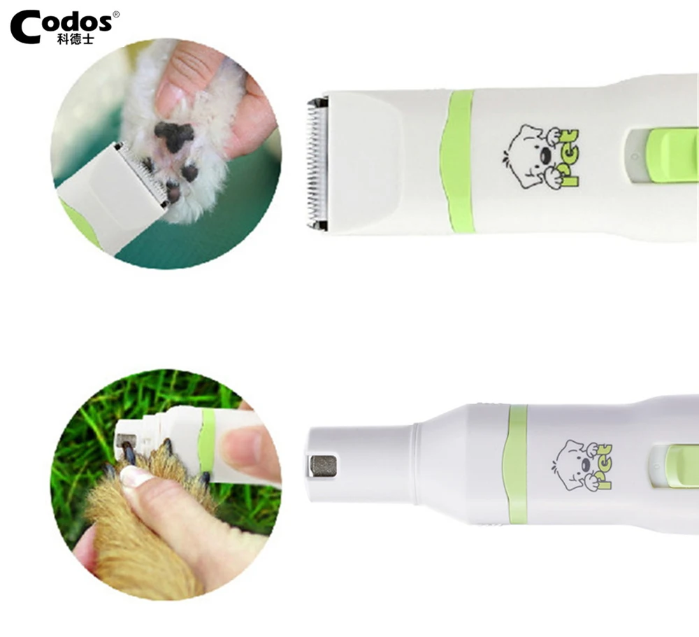 

Codos 2 in 1 Professional Pet Dog Cat Hair Trimmer Paw Nail Grinder Grooming Clippers Animals Nail Cutter Hair Cutting Machine