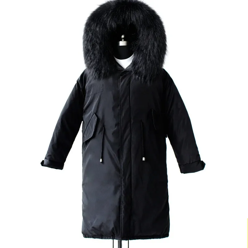 Новинка, зимнее пальто с большим меховым воротником, парка, женские длинные парки с капюшоном, верхняя одежда из хлопка, Jaquata Feminina Inverno M200 - Цвет: black 2