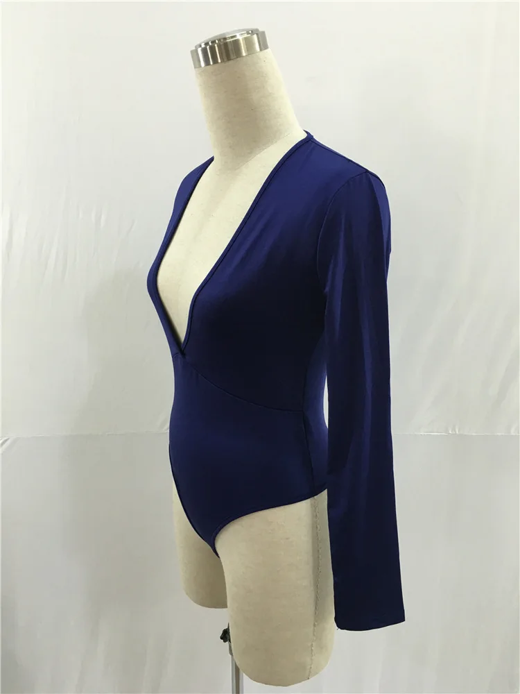 sequin bodysuit Women Plunging V Neck Rompers Autumn Spring Long Sleeve Solid Colors Bodysuit One Piece Basic Jumpsuit Plus Size S-2XL body suits for women