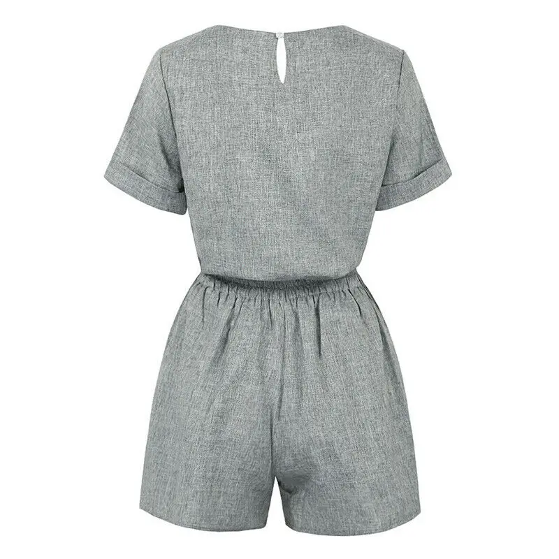 Women Roll-up Short Sleeves Tops + Elastic Waist Shorts for Summer C55K Sale |