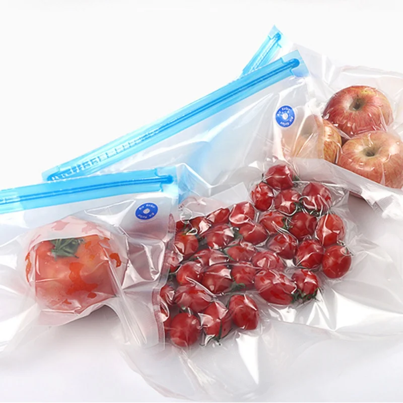 5Pcs Reusable Elastic Seal Universal Household Fresh Bag Kitchen Vacuum Food Sealer Bag Environmental Protection Transparent Bag